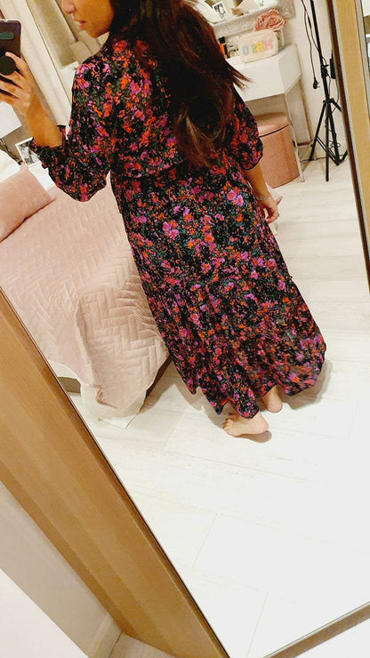Nora Floral Print Tie Waist Maxi Dress