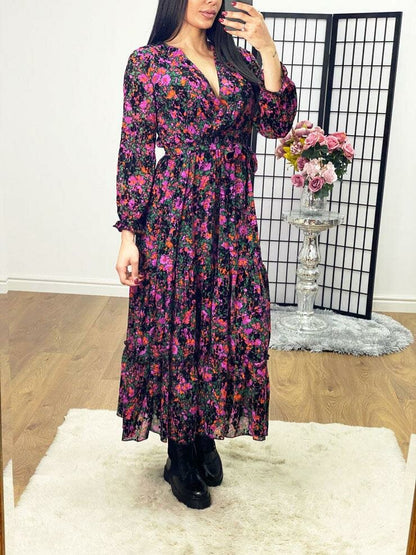 Nora Floral Print Tie Waist Maxi Dress