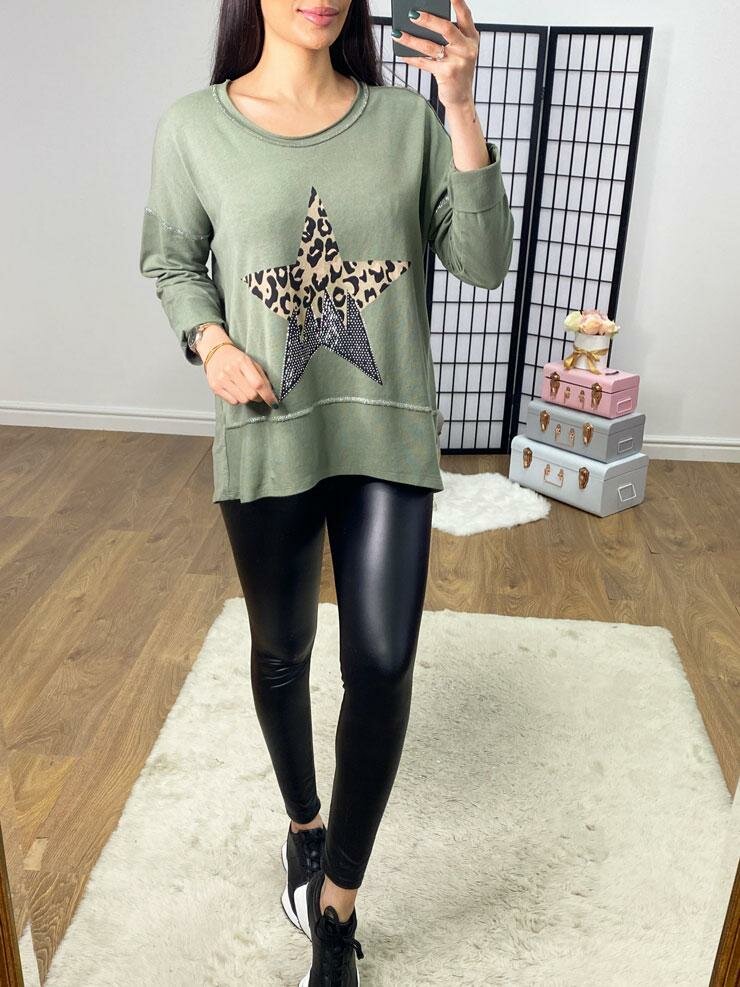 Opium Leopard Diamante Star Front Sweatshirt