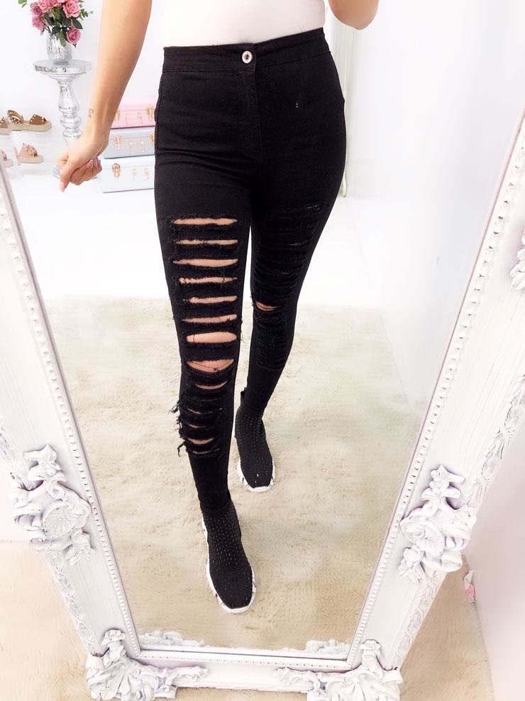 Ornella Ripped High Waisted Skinny Jeans