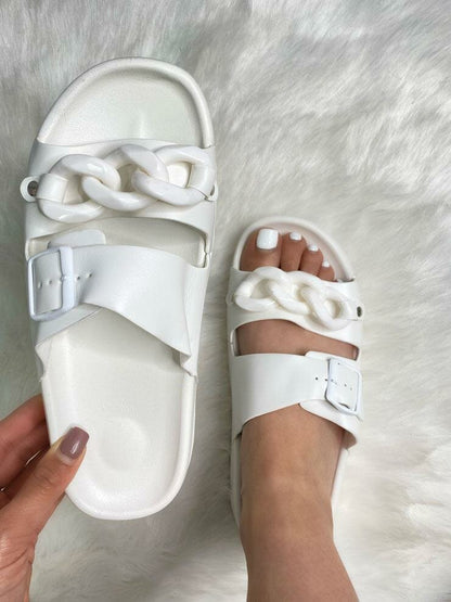 Pacey Chain Detailed Double Strap Slider