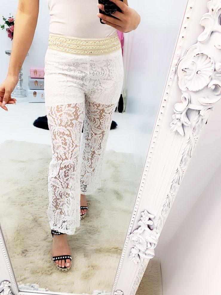 Panita Crochet Flared Sequin Detailed Trousers