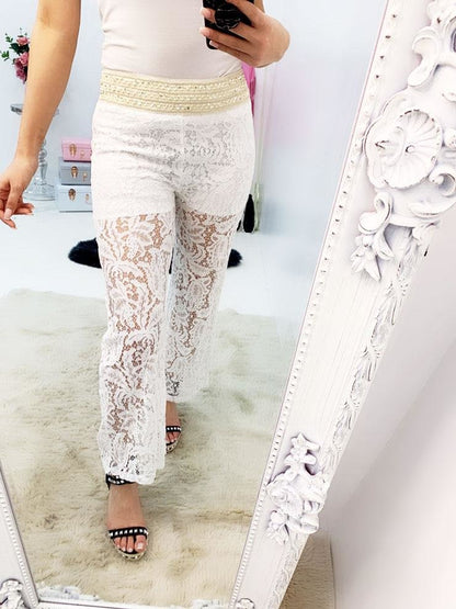 Panita Crochet Flared Sequin Detailed Trousers