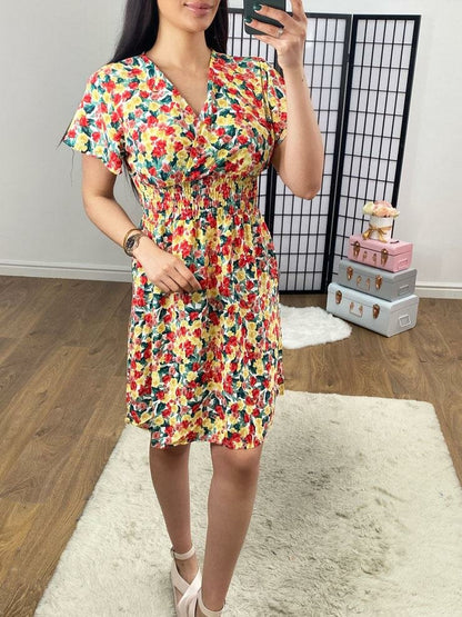 Pannie V Neck Floral Print Dress