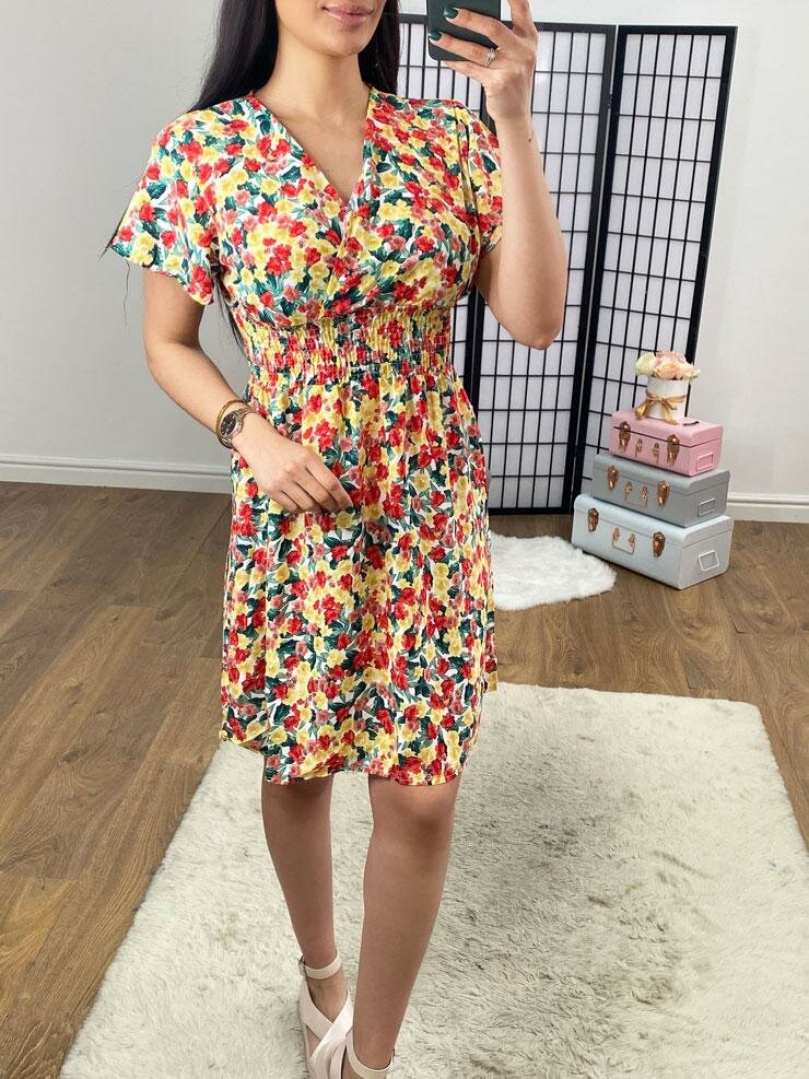Pannie V Neck Floral Print Dress