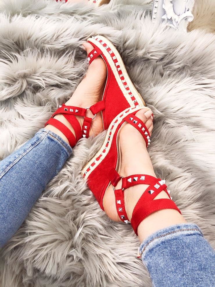 Pedro Studded Espardrille Peep Toe Wedges