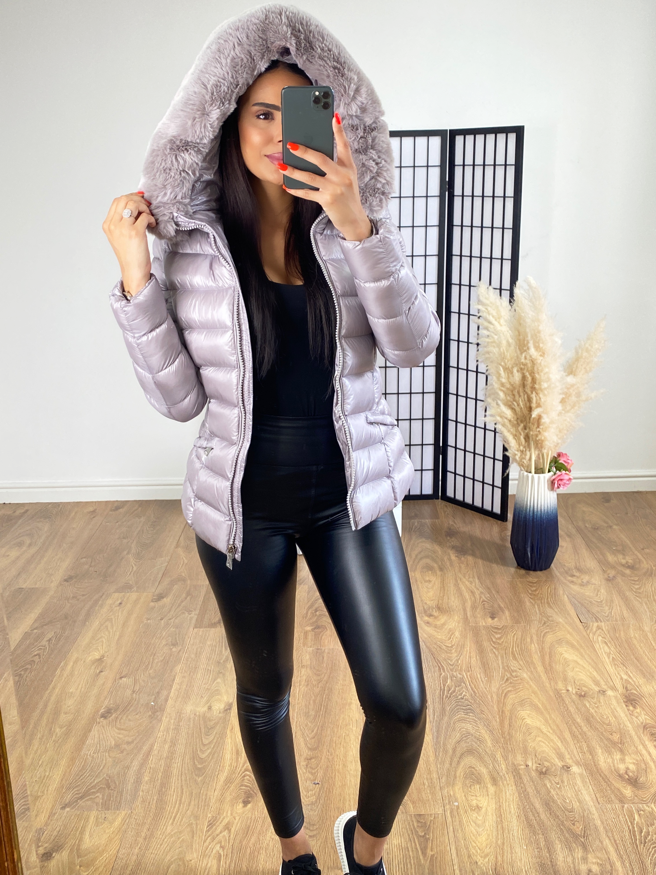 Grey shiny 2025 puffer jacket