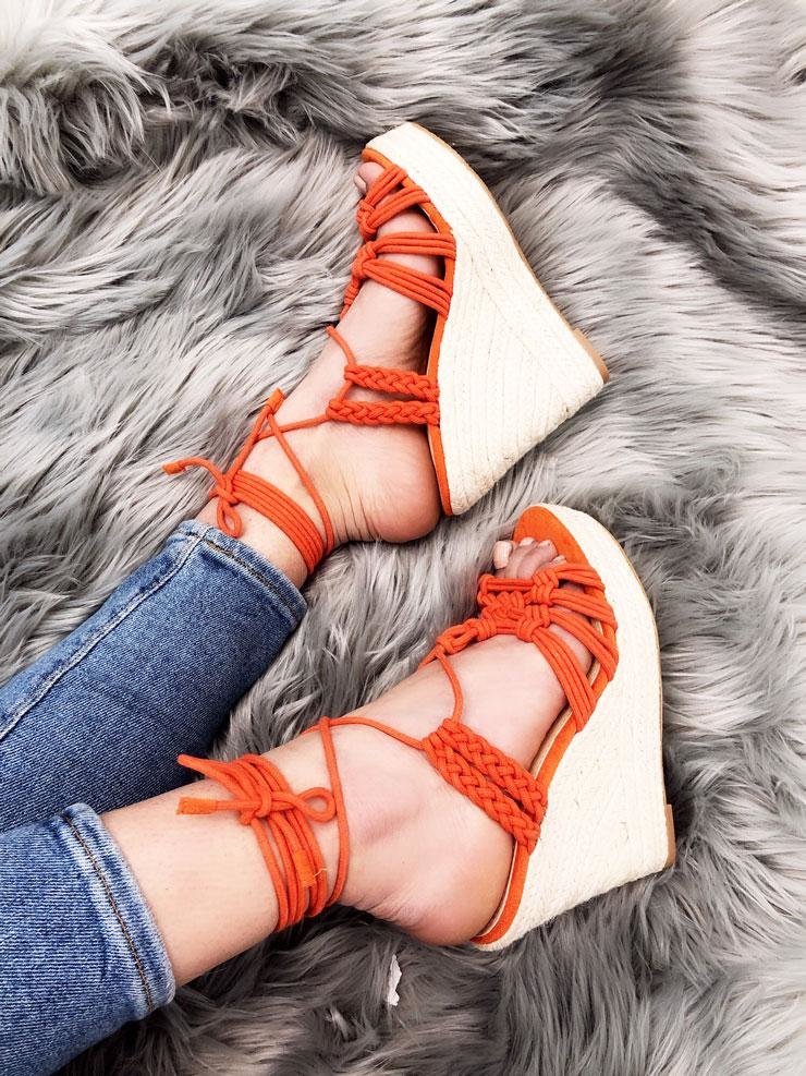 Peri Plait Ankle Tie Strappy Espadrille Wedges