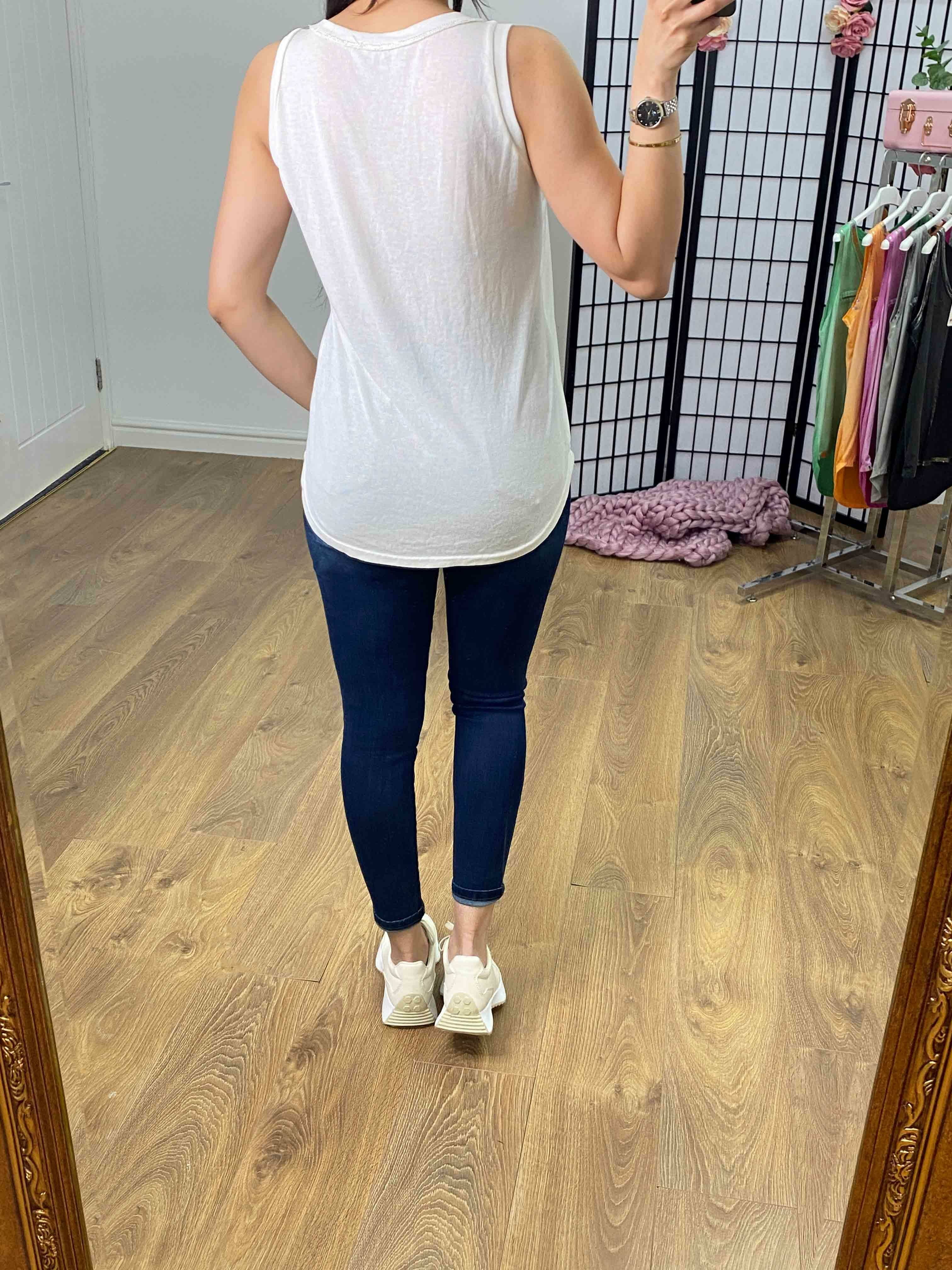 Perilla Metallic Detail Dip Hem Vest Top