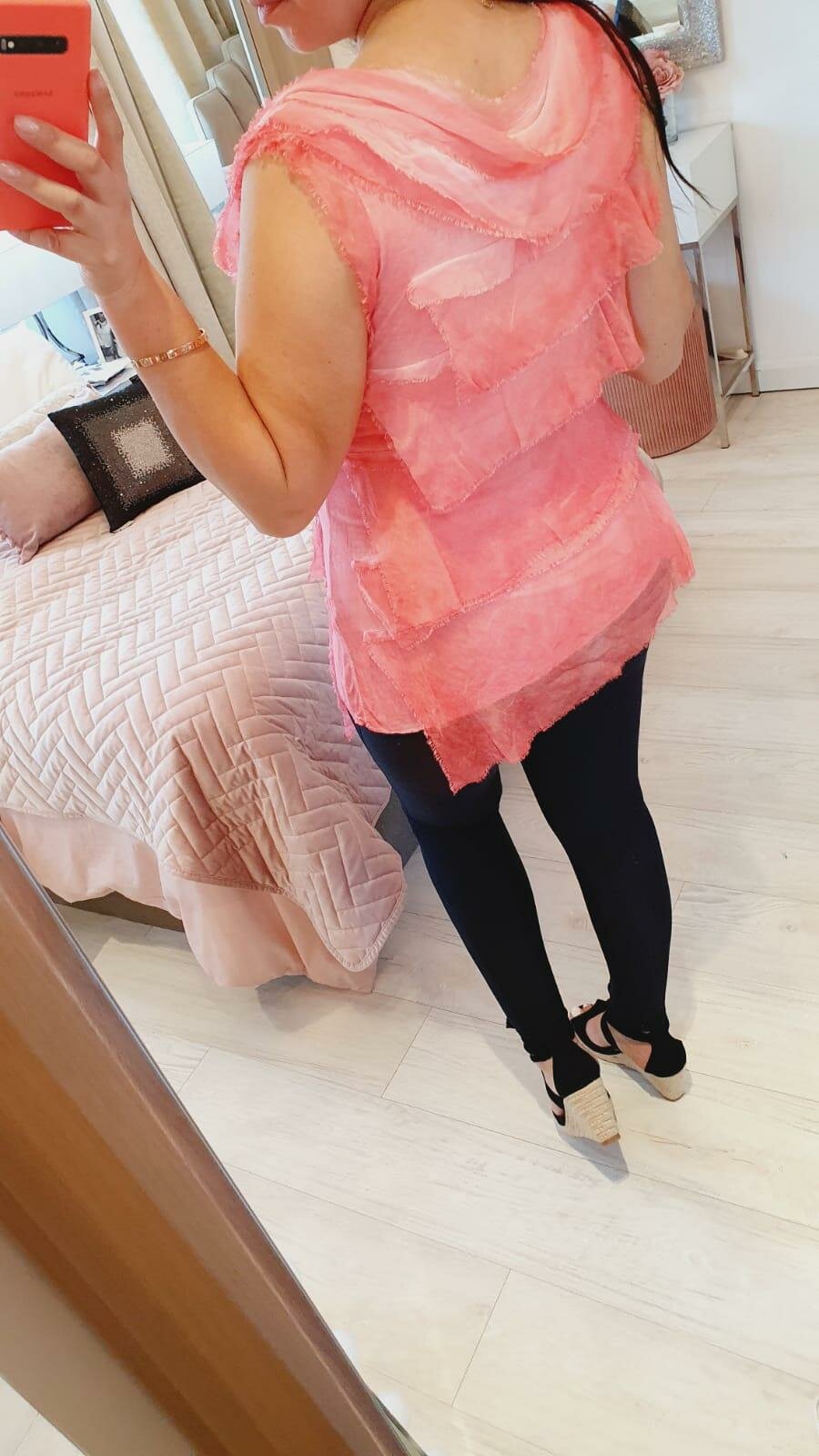Nels Ruffle Silk Asymmetric Top