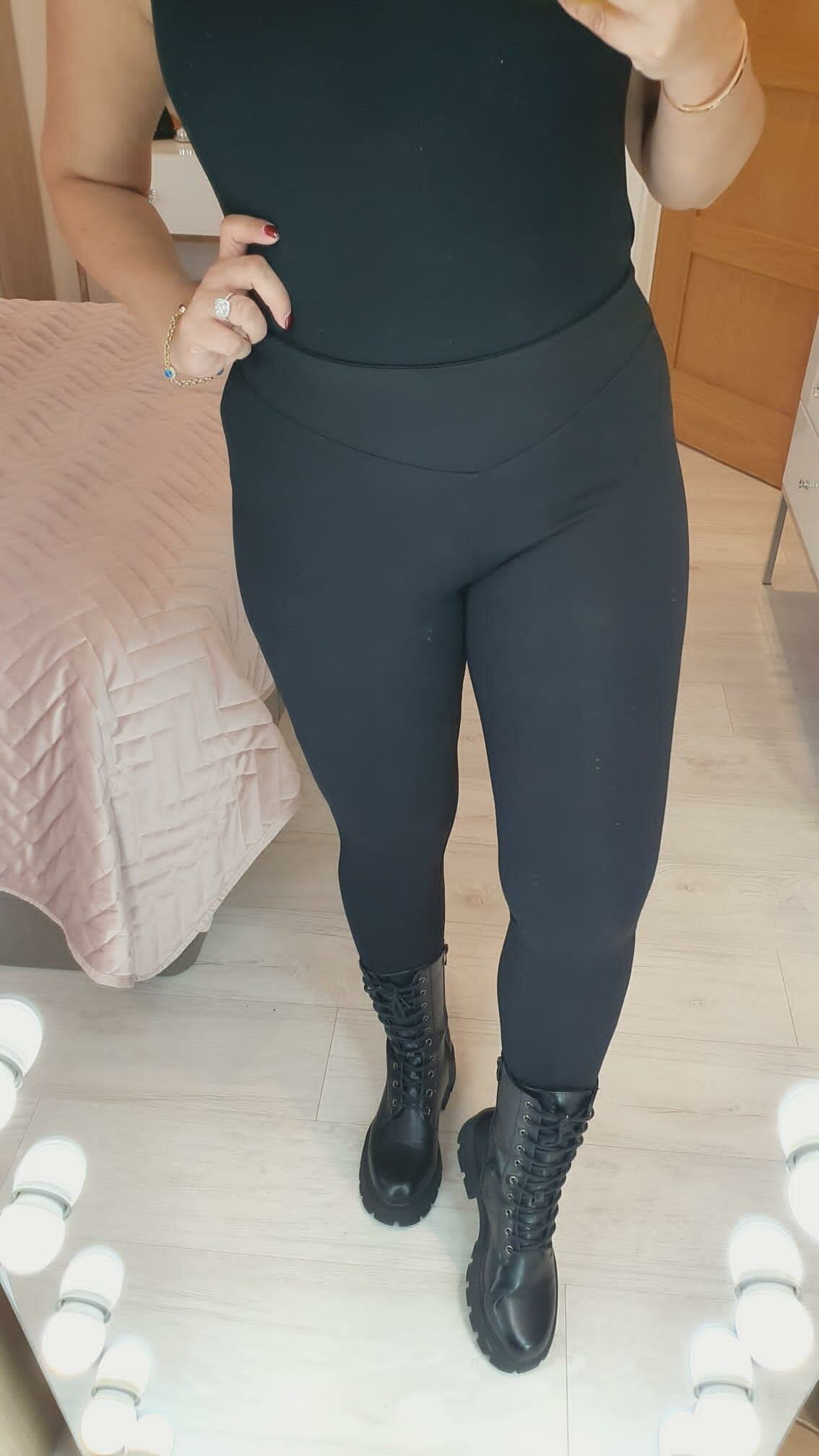 Essie Black Super Soft High Waist Scuba Leggings