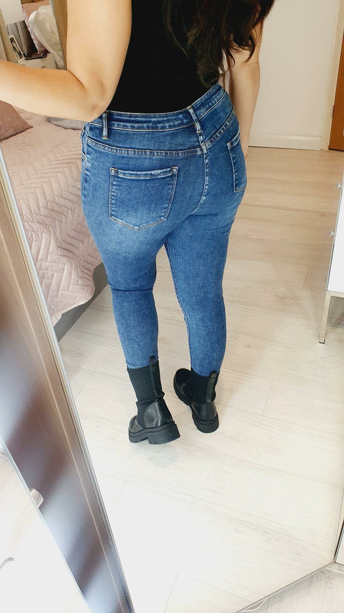 Reggie Washed Blue Super Stretch Premium Denim Collection High Waist Jeans