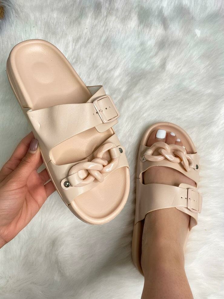 Pacey Chain Detailed Double Strap Slider