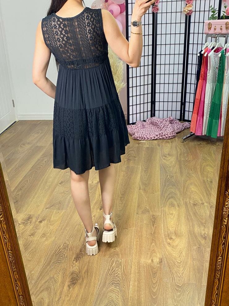 Quentin Lace Panel Crochet Detail Dress