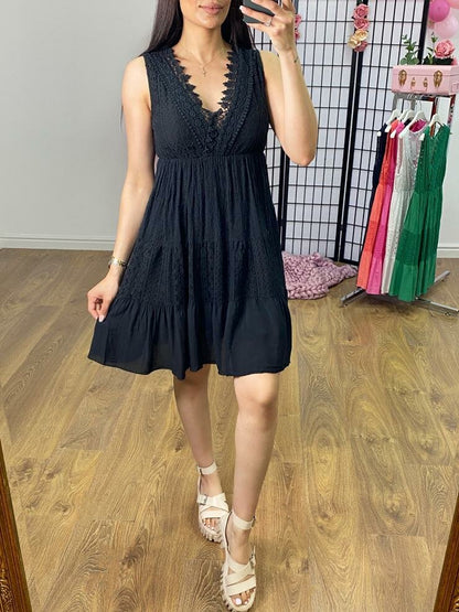 Quentin Lace Panel Crochet Detail Dress