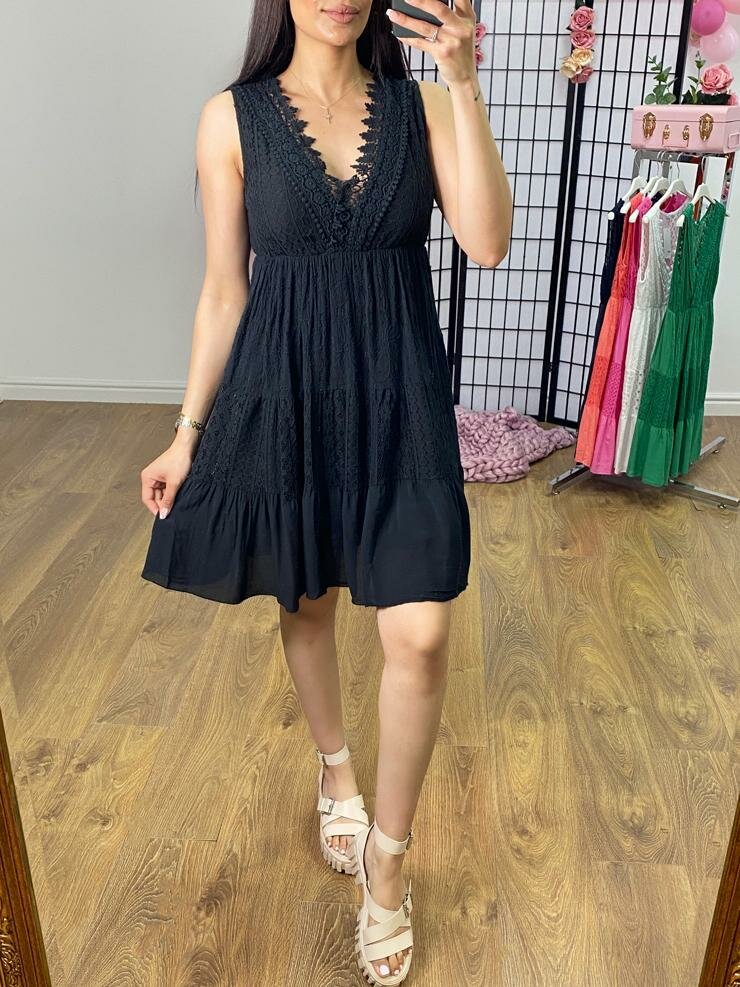 Quentin Lace Panel Crochet Detail Dress