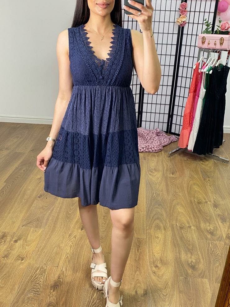 Quentin Lace Panel Crochet Detail Dress