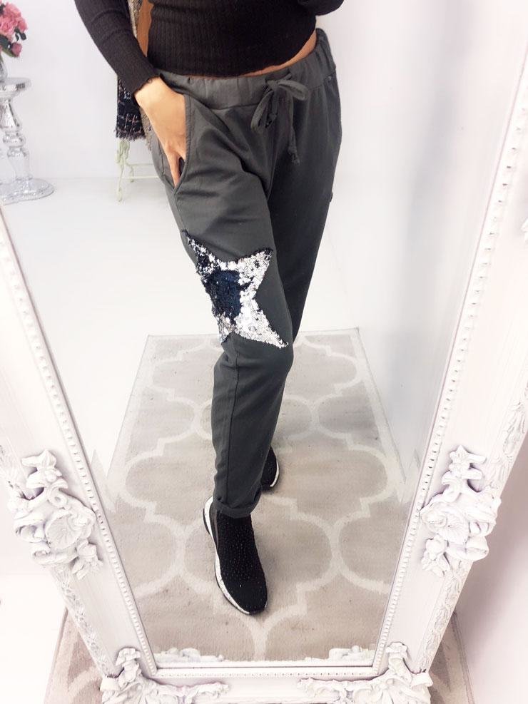 Rainy Sequin Star Print Joggers