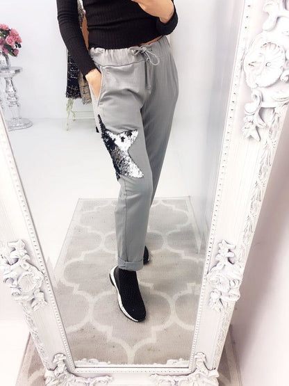 Rainy Sequin Star Print Joggers