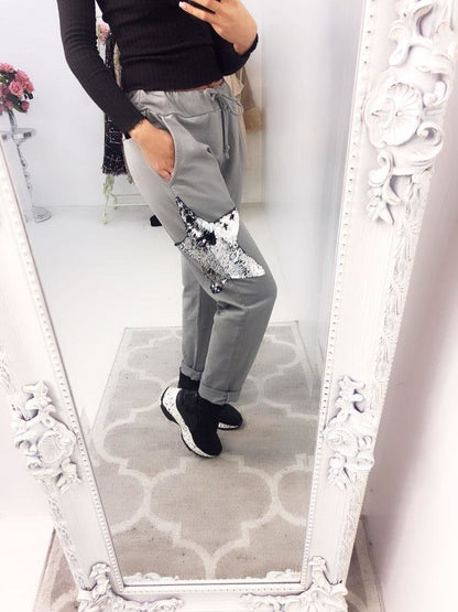 Rainy Sequin Star Print Joggers