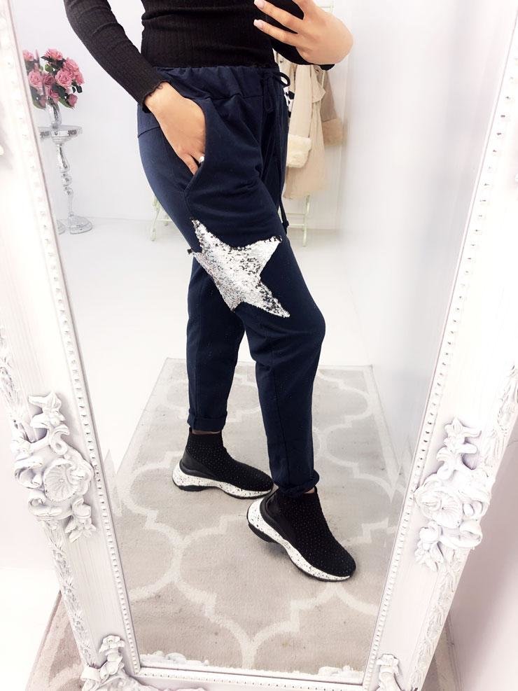 Rainy Sequin Star Print Joggers