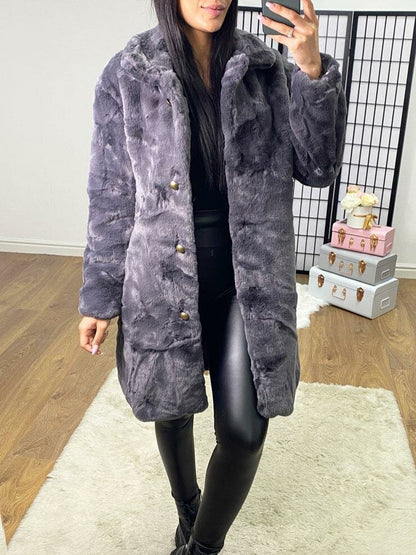 Rennie Dark Grey Faux Fur Collar Jacket