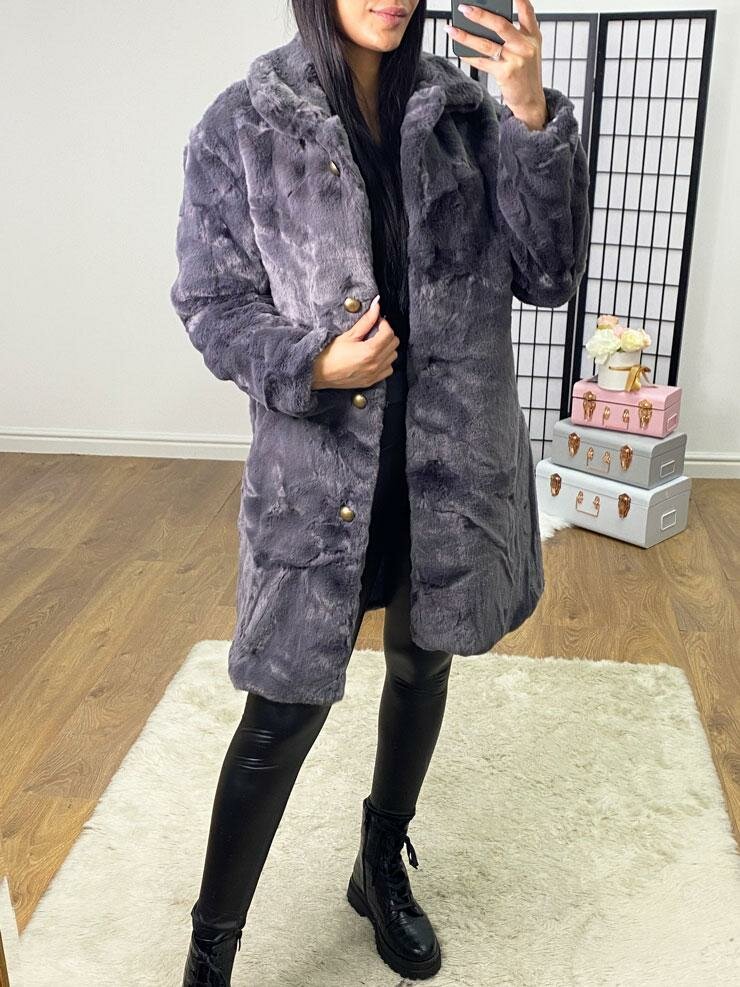 Rennie Dark Grey Faux Fur Collar Jacket