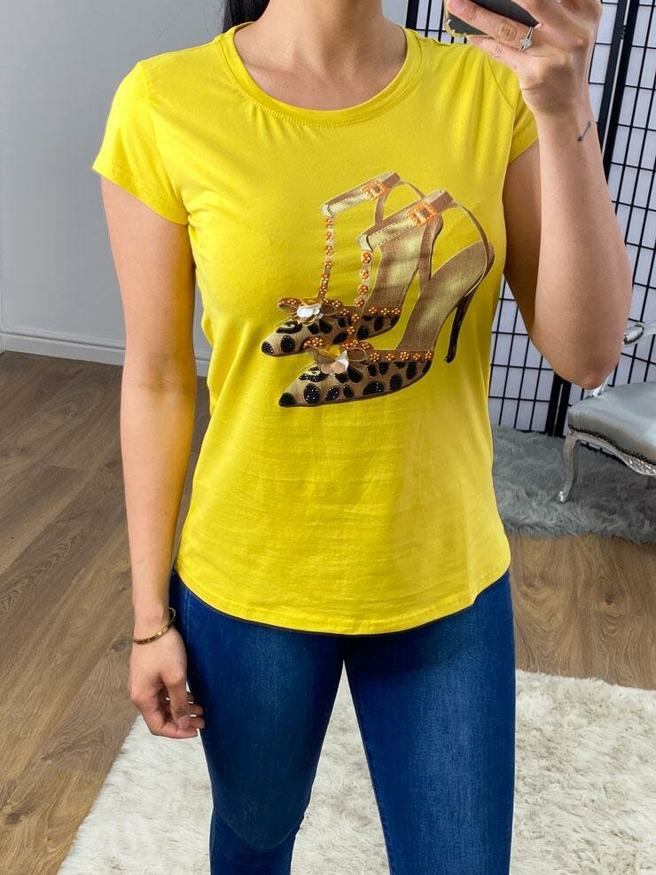 Rikina 3D Leopard Heel Detailed Super Stretch T-shirt