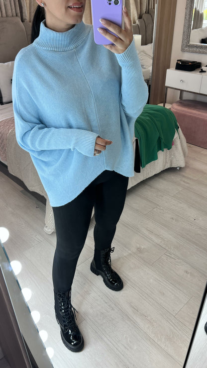 Rokeby Ribbed High Collar Batwing Jumper