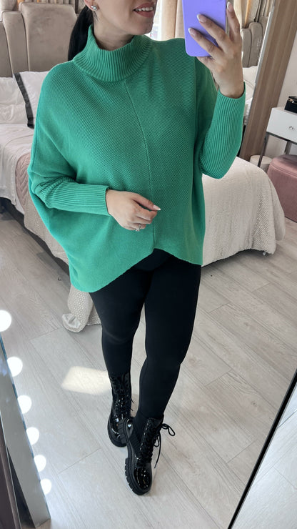 Rokeby Ribbed High Collar Batwing Jumper