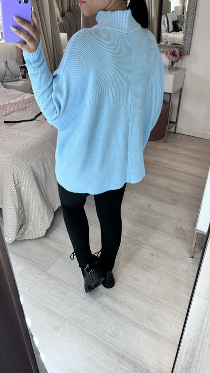 Rokeby Ribbed High Collar Batwing Jumper