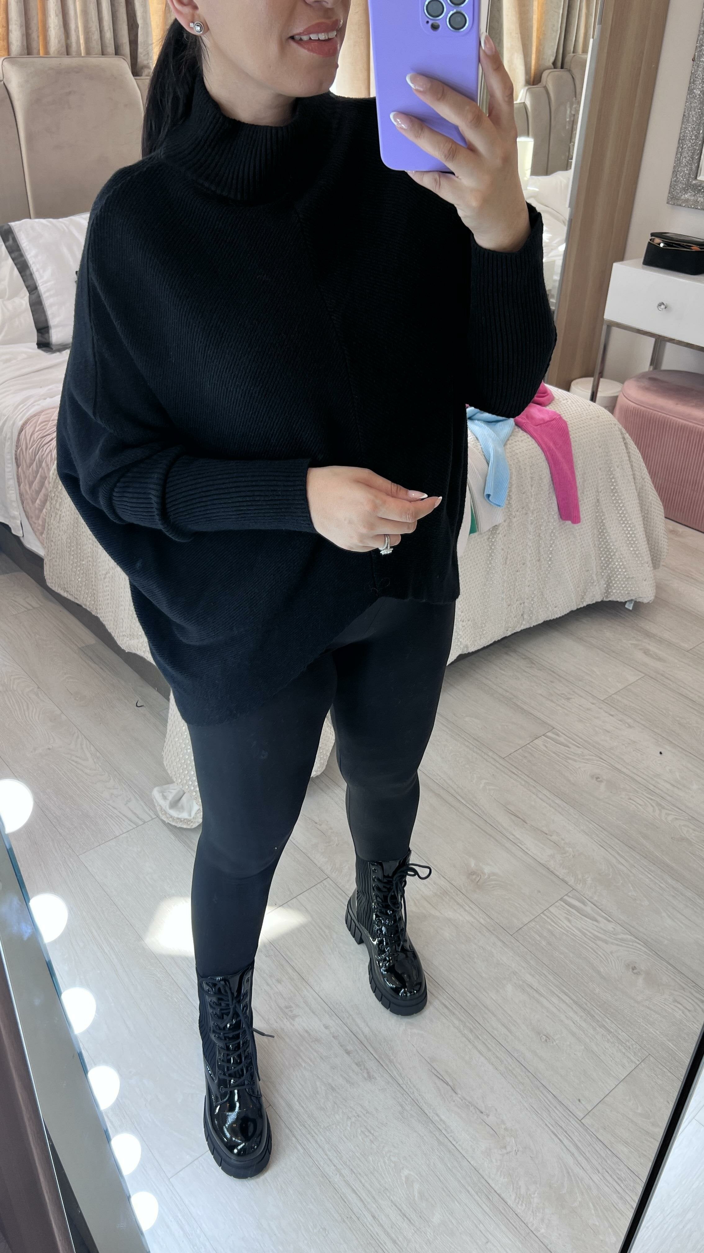 Rokeby Ribbed High Collar Batwing Jumper