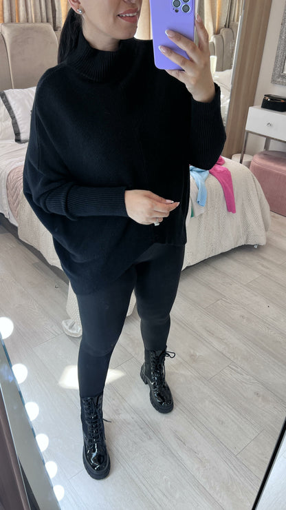 Rokeby Ribbed High Collar Batwing Jumper