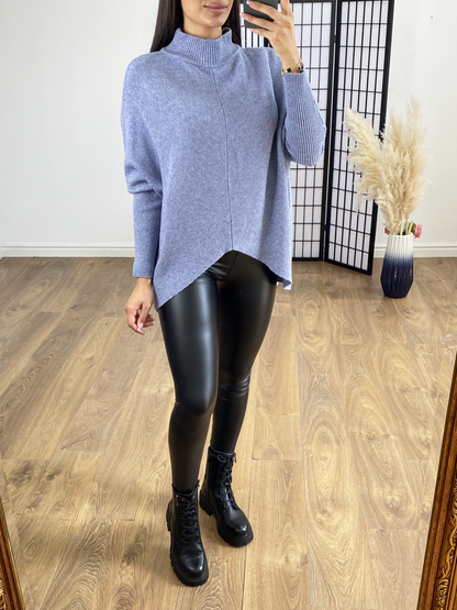 Rokeby Ribbed High Collar Batwing Jumper