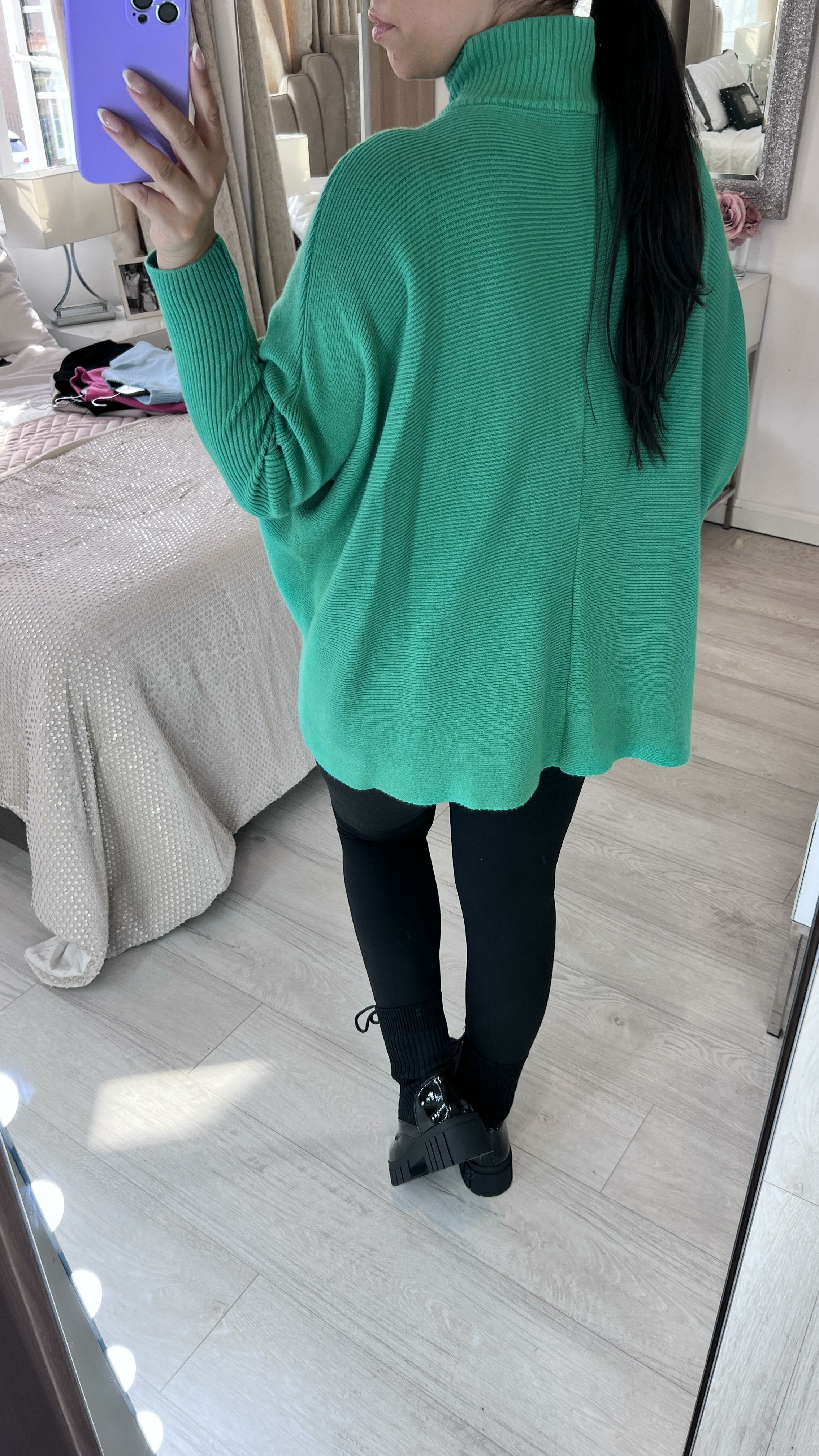 Rokeby Ribbed High Collar Batwing Jumper