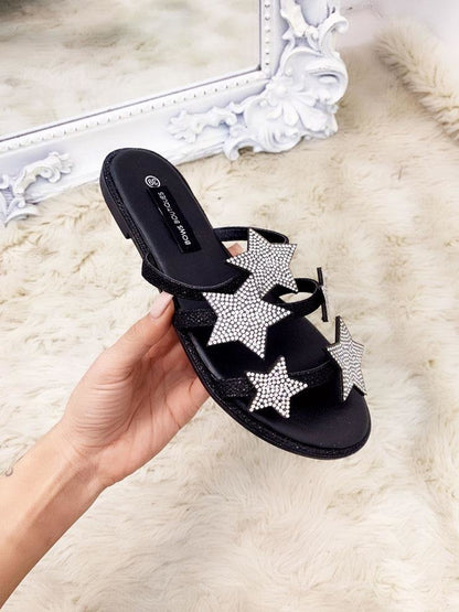 Ronnie Diamante Star Slip On Sandals