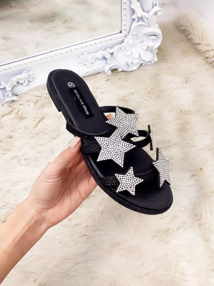 Ronnie Diamante Star Slip On Sandals