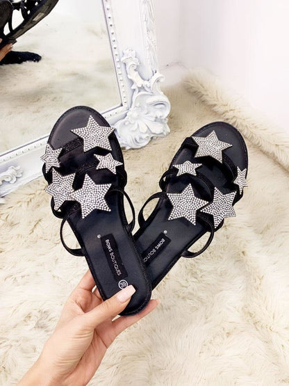 Ronnie Diamante Star Slip On Sandals