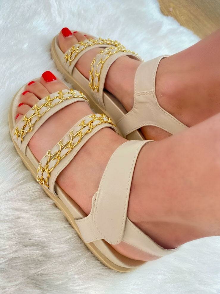 Rooney Chain Velcro Ankle Strap Sandals
