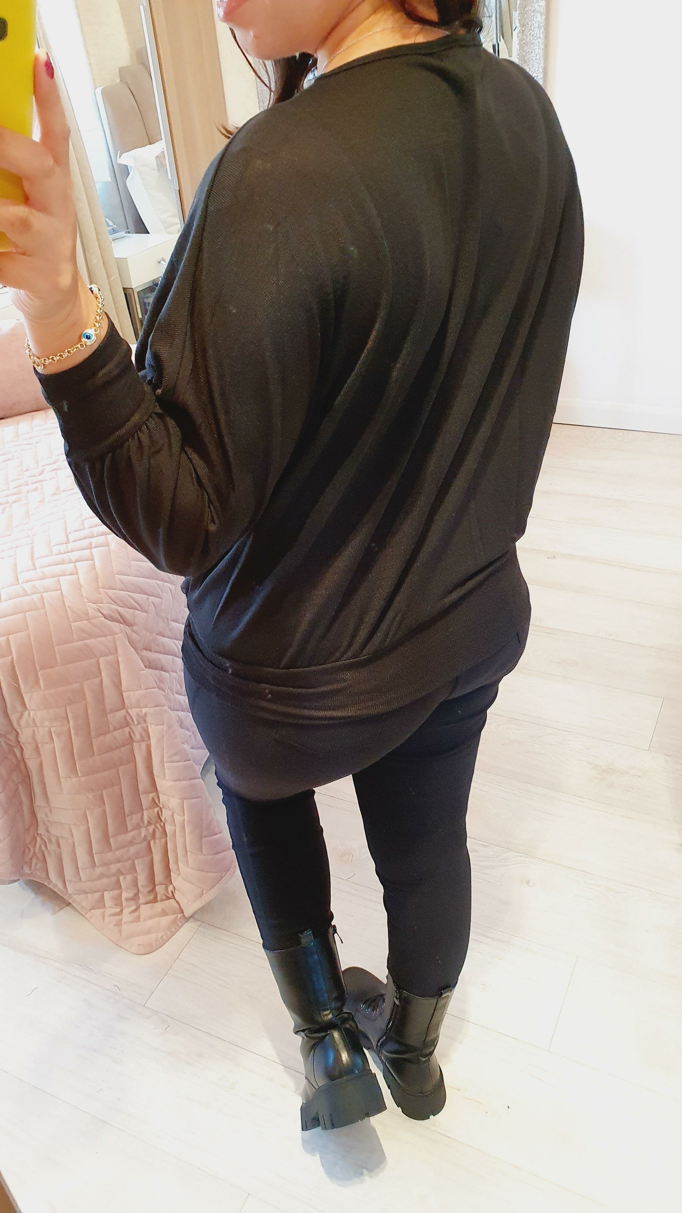 Sadona Animal Print Diamante Heart Detailed Black Top