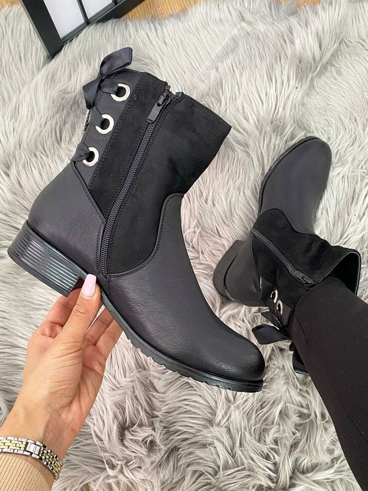 Nash Tie Ribbon Back Faux Suede Ankle Boots