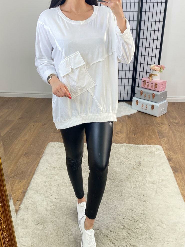 Saunders Plain Patchwork Effect Longline Sweatshirt