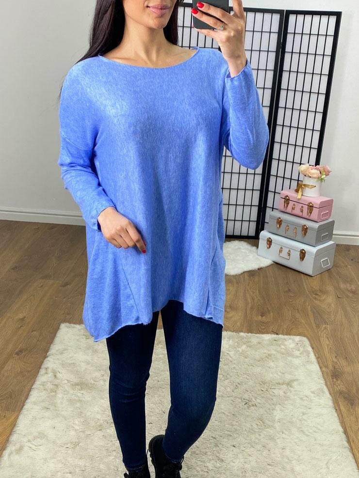 Selly Plain Dip Hem Fine Knit Jumper