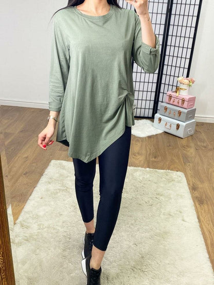 Shaw Plain Knot Detail Asymmetric Dip Hem Top