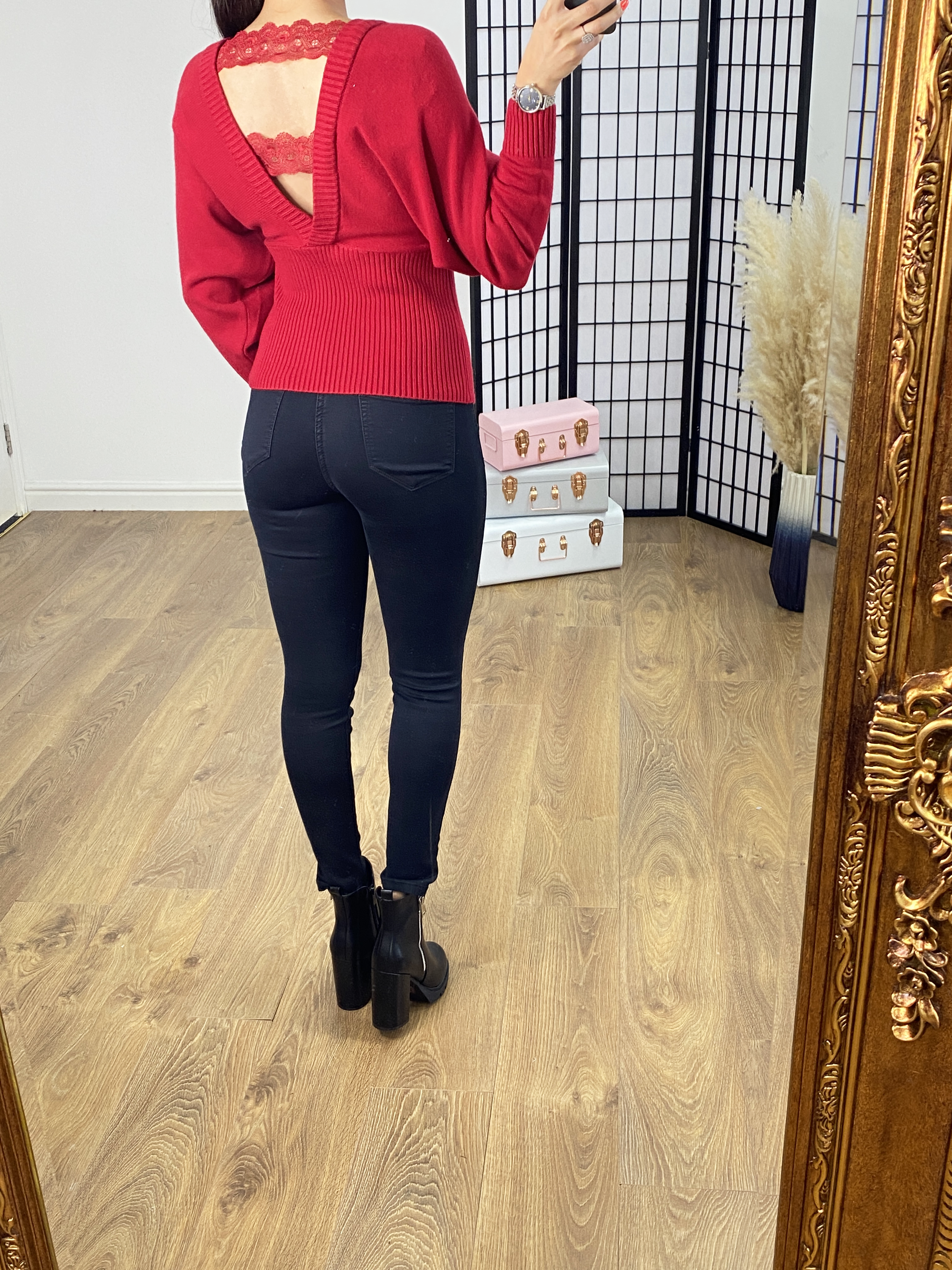 Sinclair Pearl Button Lace Back Detail Jumper