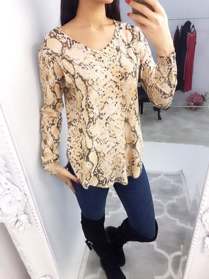 Sissy Snake Print V-neck Thin Knit