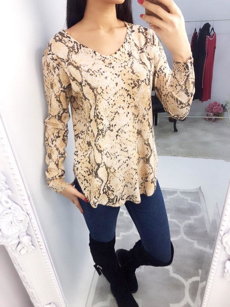 Sissy Snake Print V-neck Thin Knit