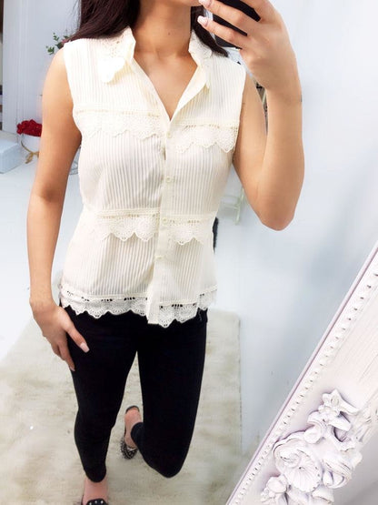 Sofie Crochet Pleat Detailed Vest Blouse