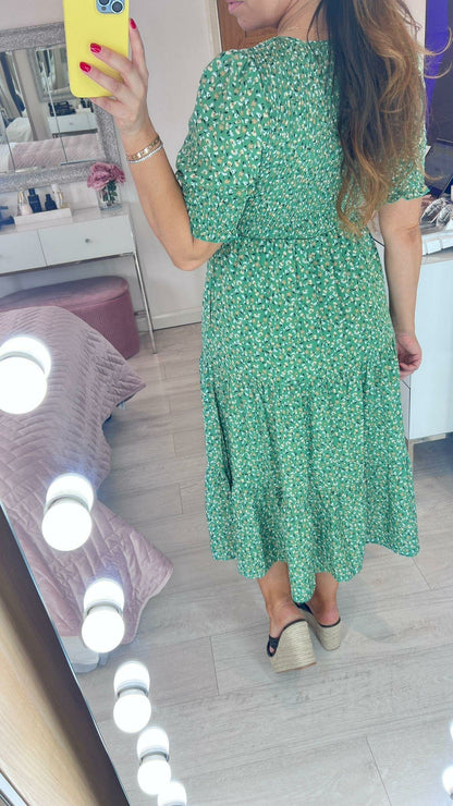 Sophee Floral Print Shirred Smock Dress