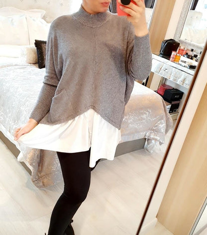 Sophia Shirt Detailed Turtle Neck Knitted Jumper
